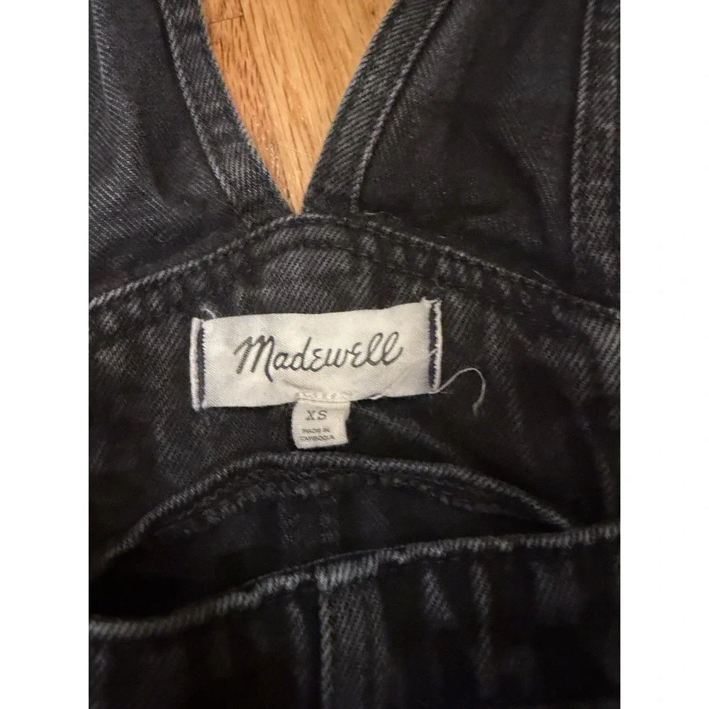 MADEWELL black denim bib jean overalls EXTRA SMALL tag 90s y2k retro - Picture 3 of 9